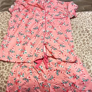 Candy Cane Print Pink Kids Pajamas